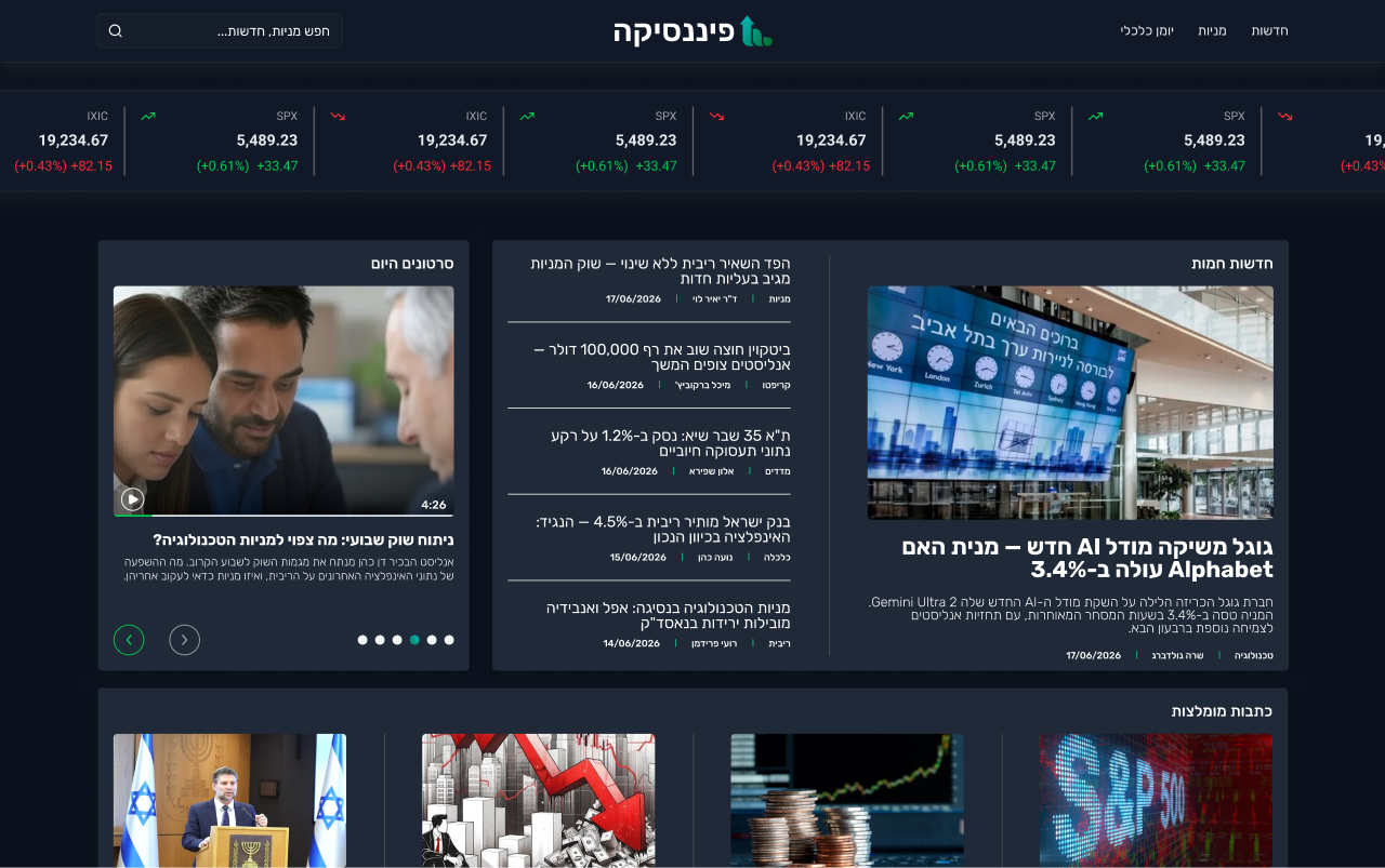 עיצוב UI UX ופיתוח אתרים - פיננסיקה